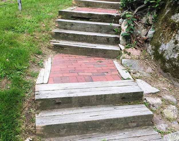 before: outdated garden steps